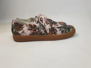Radical Yes pink leaf print canvas lace up shoes size 42