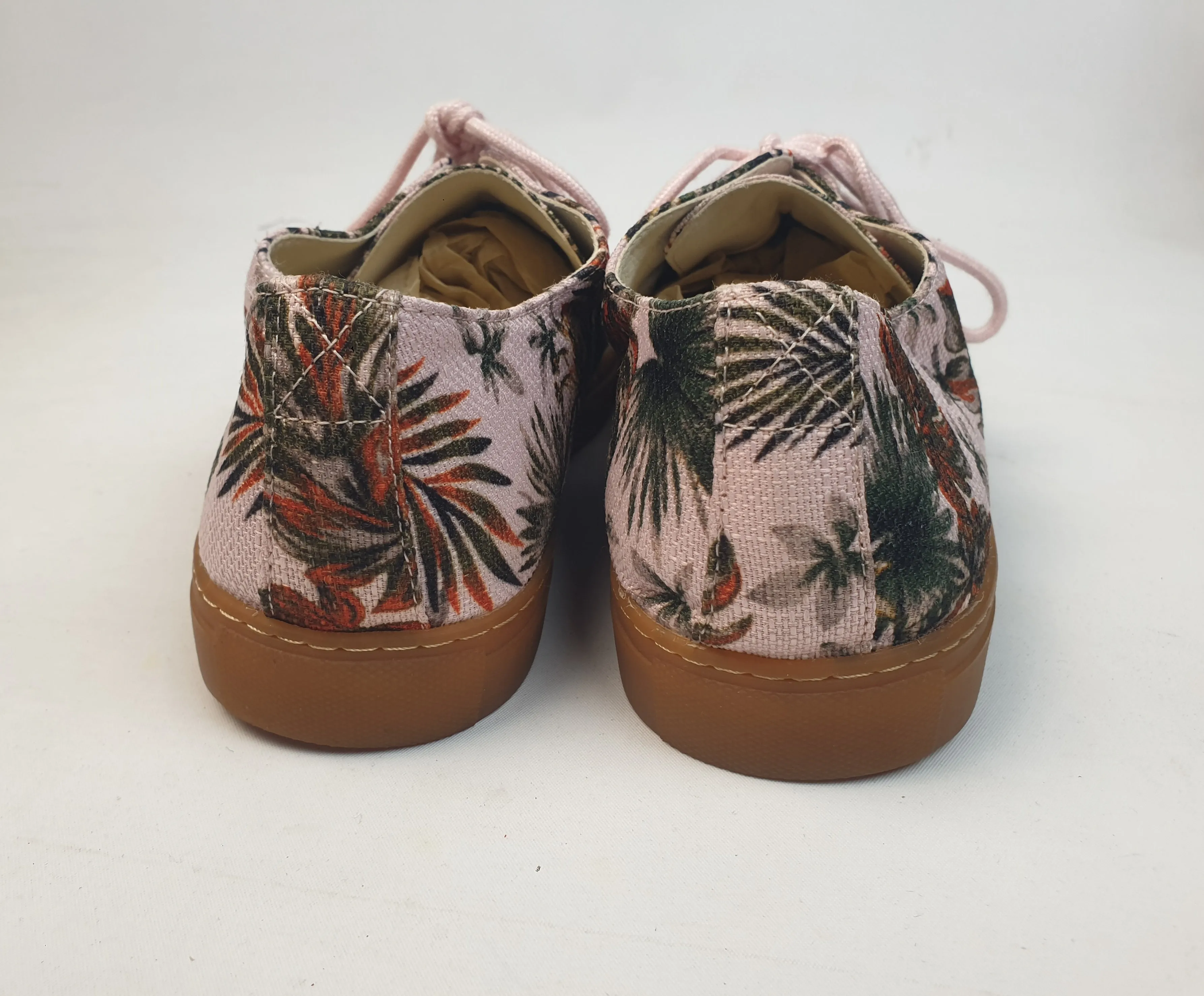 Radical Yes pink leaf print canvas lace up shoes size 42
