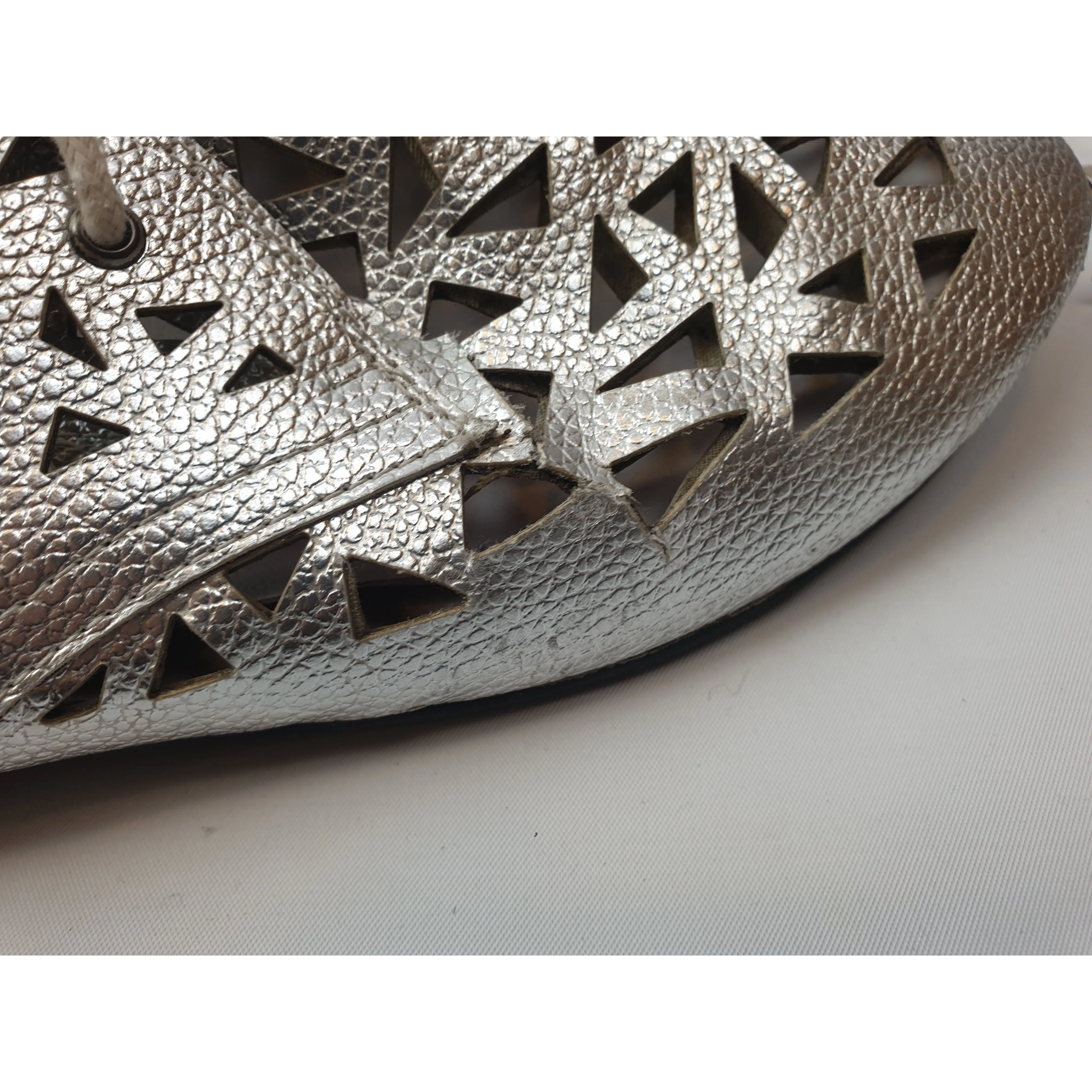Radical Yes silver perforated leather flat laceup shoes size 43