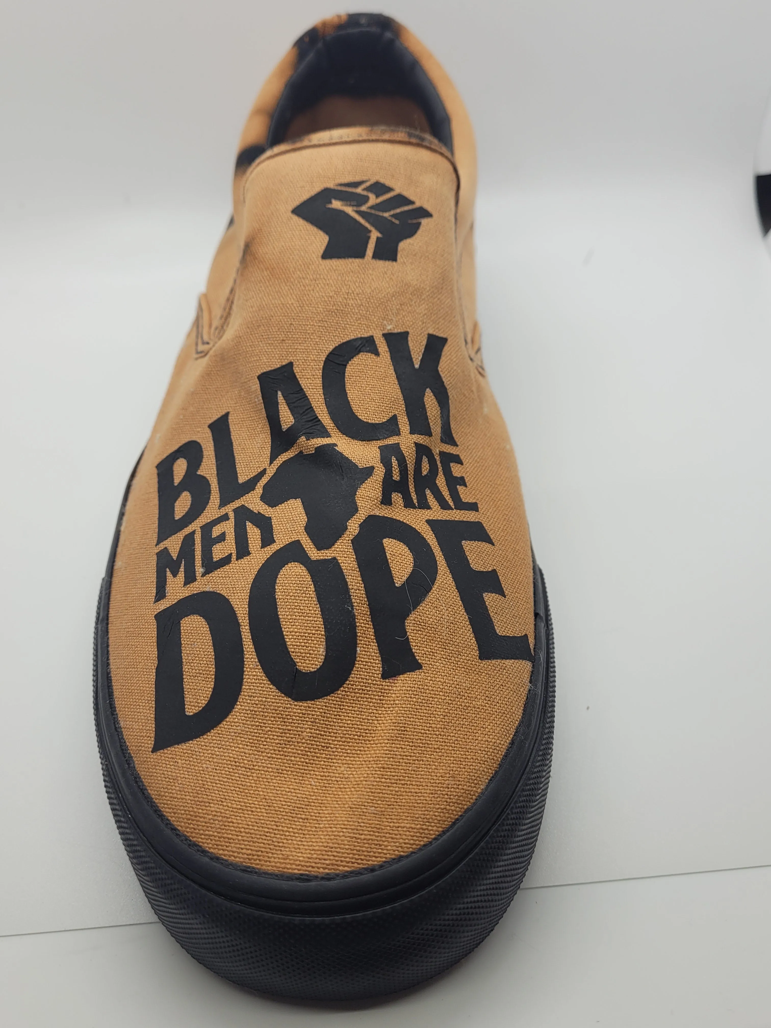 Reverse dyed men's canvas loafers Black Men are Dope size 13