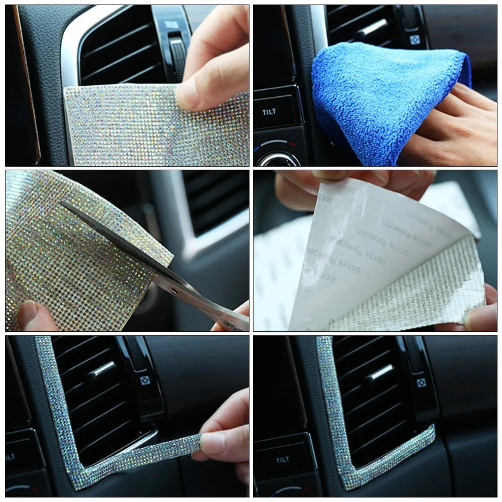 Rhinestone Sticker Sheet Rhinestone Trim Crystal Stickers Beaded Applique DIY Car Decoration Self Adhesive Embellishment Tablet