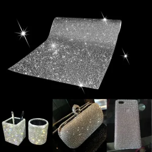 Rhinestone Sticker Sheet Rhinestone Trim Crystal Stickers Beaded Applique DIY Car Decoration Self Adhesive Embellishment Tablet