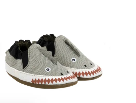 Robeez Dino Dan Soft Sole Grey Boys