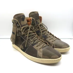 Saint Laurent SL/18 Fringe High Top Sneakers Camo Print Suede Size 46