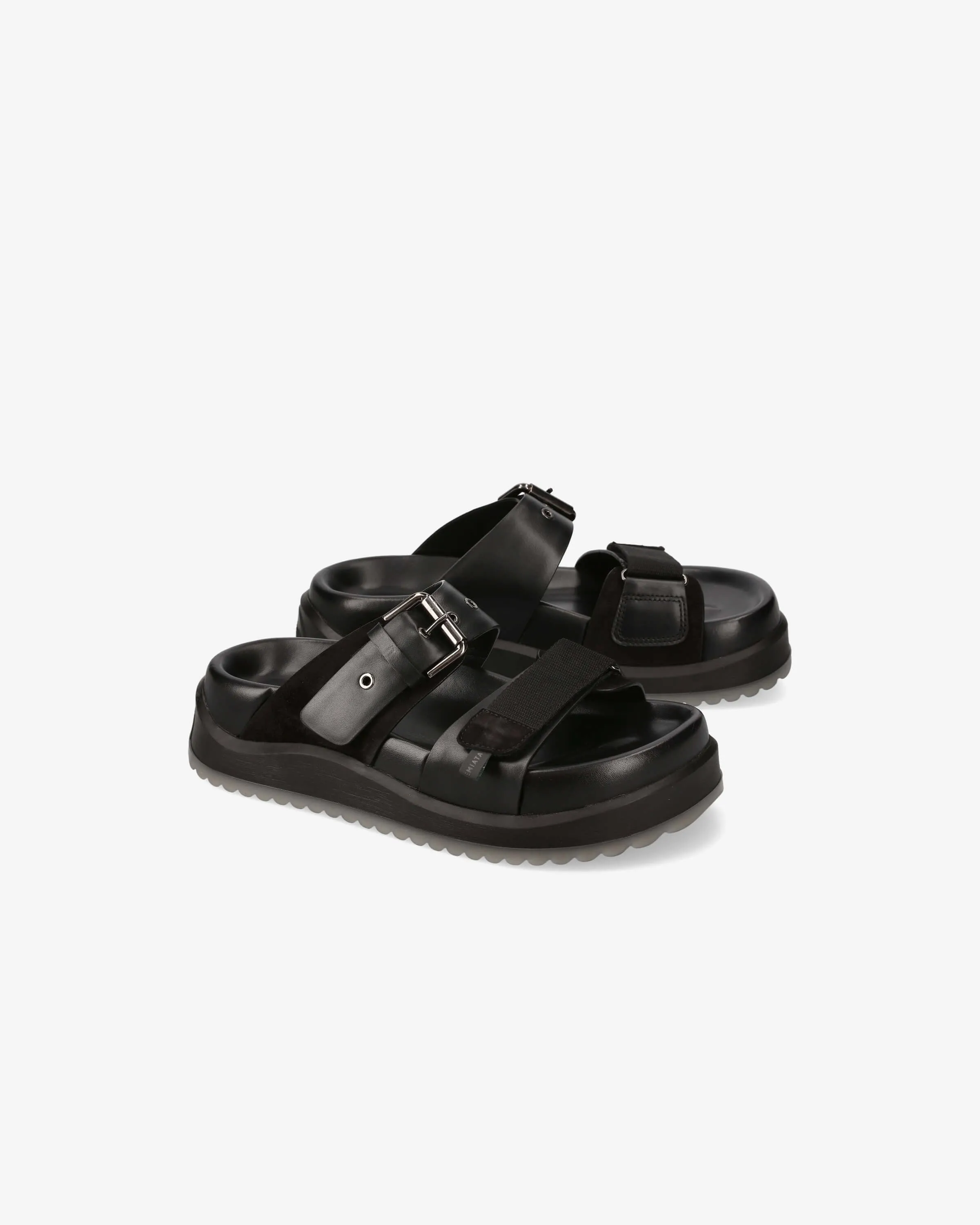 Sandal M6917B Velcro Straps Silver Buckle