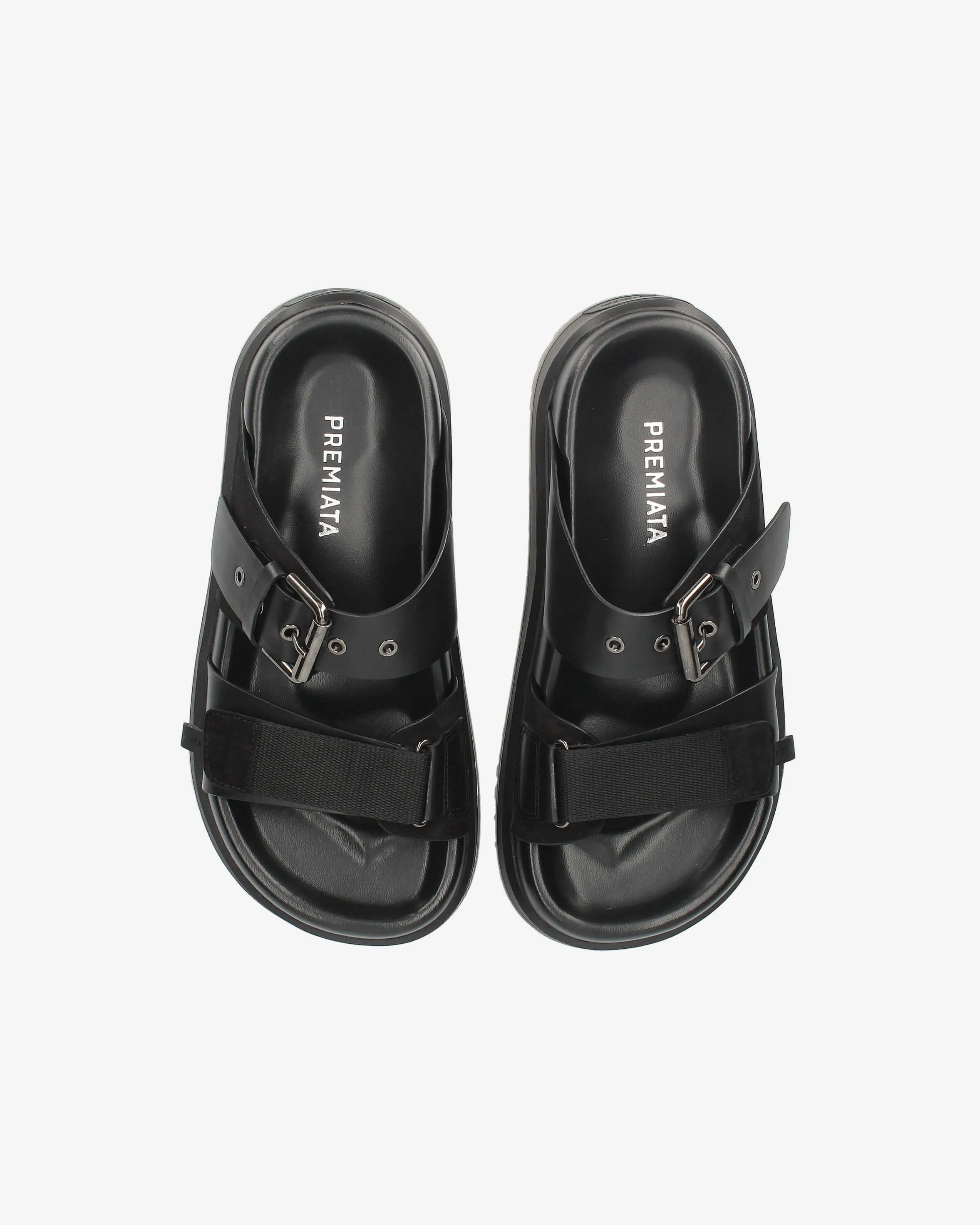 Sandal M6917B Velcro Straps Silver Buckle
