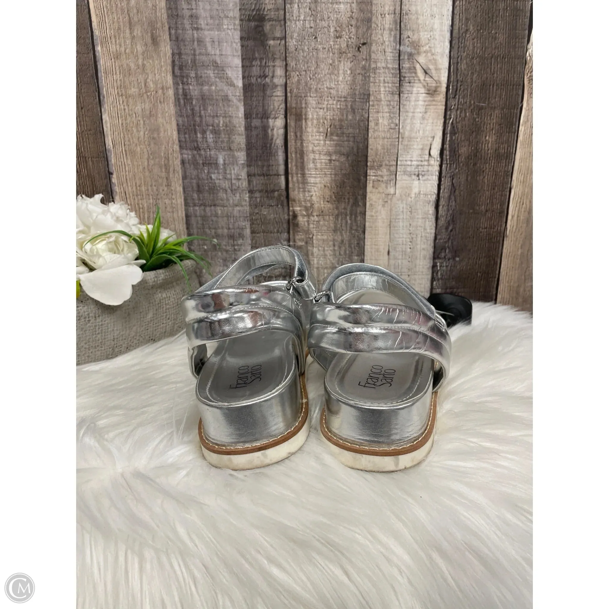Sandals Flats By Franco Sarto In Silver, Size: 11