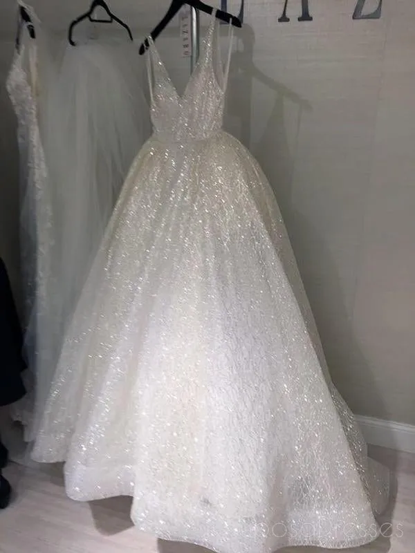 Sexy Affordable Backless V Neck A line Sparkly Long Evening Prom Dresses, 17476