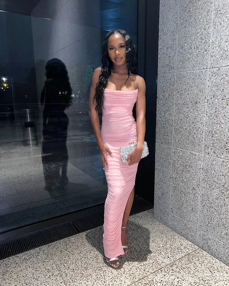 Sexy Pink Mermaid Side Slit Long Party Prom Dresses Ideas,Evening Gowns,13825