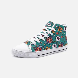 Skull and heart Unisex High Top Canvas Shoes