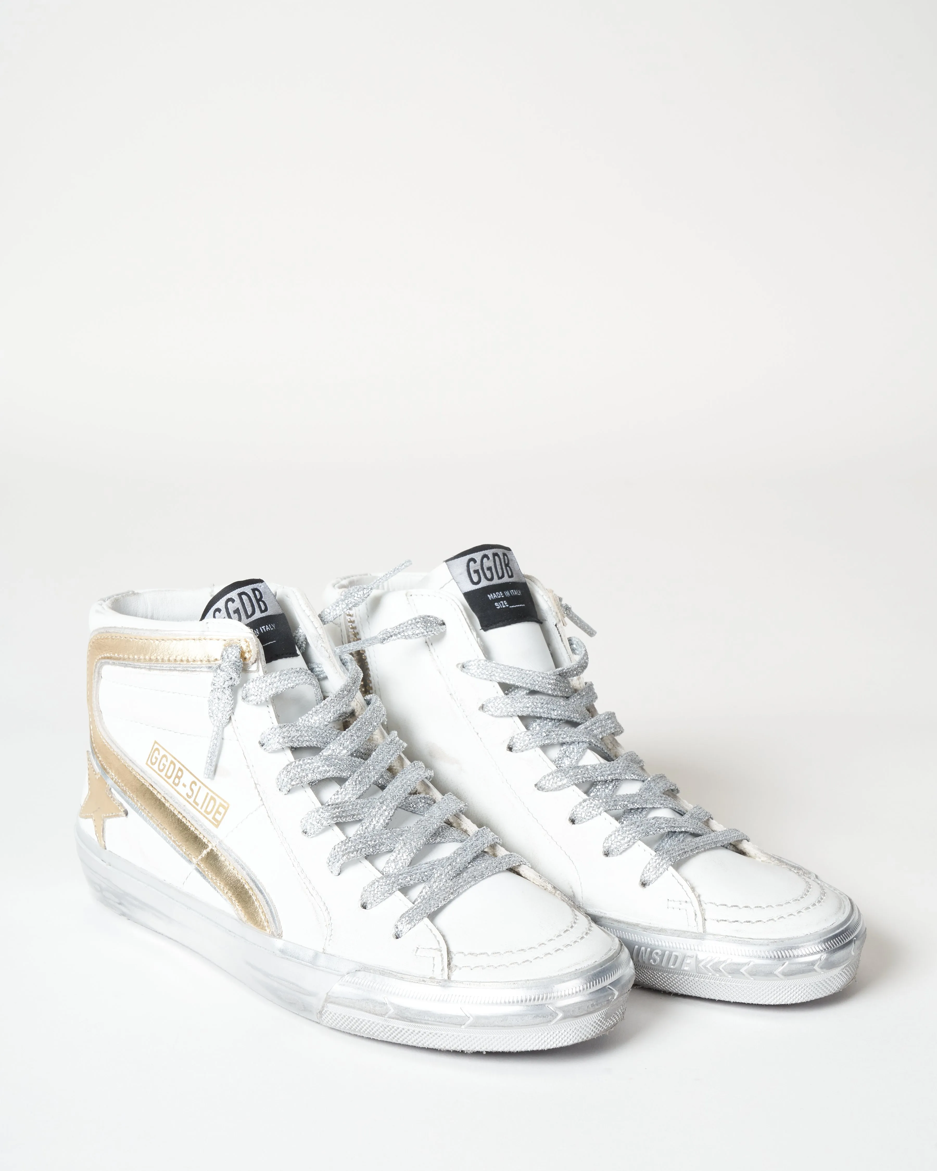 slide sneaker - white/gold