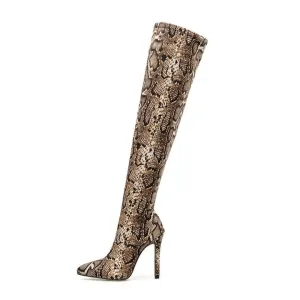 Snake Print Thigh High Boots