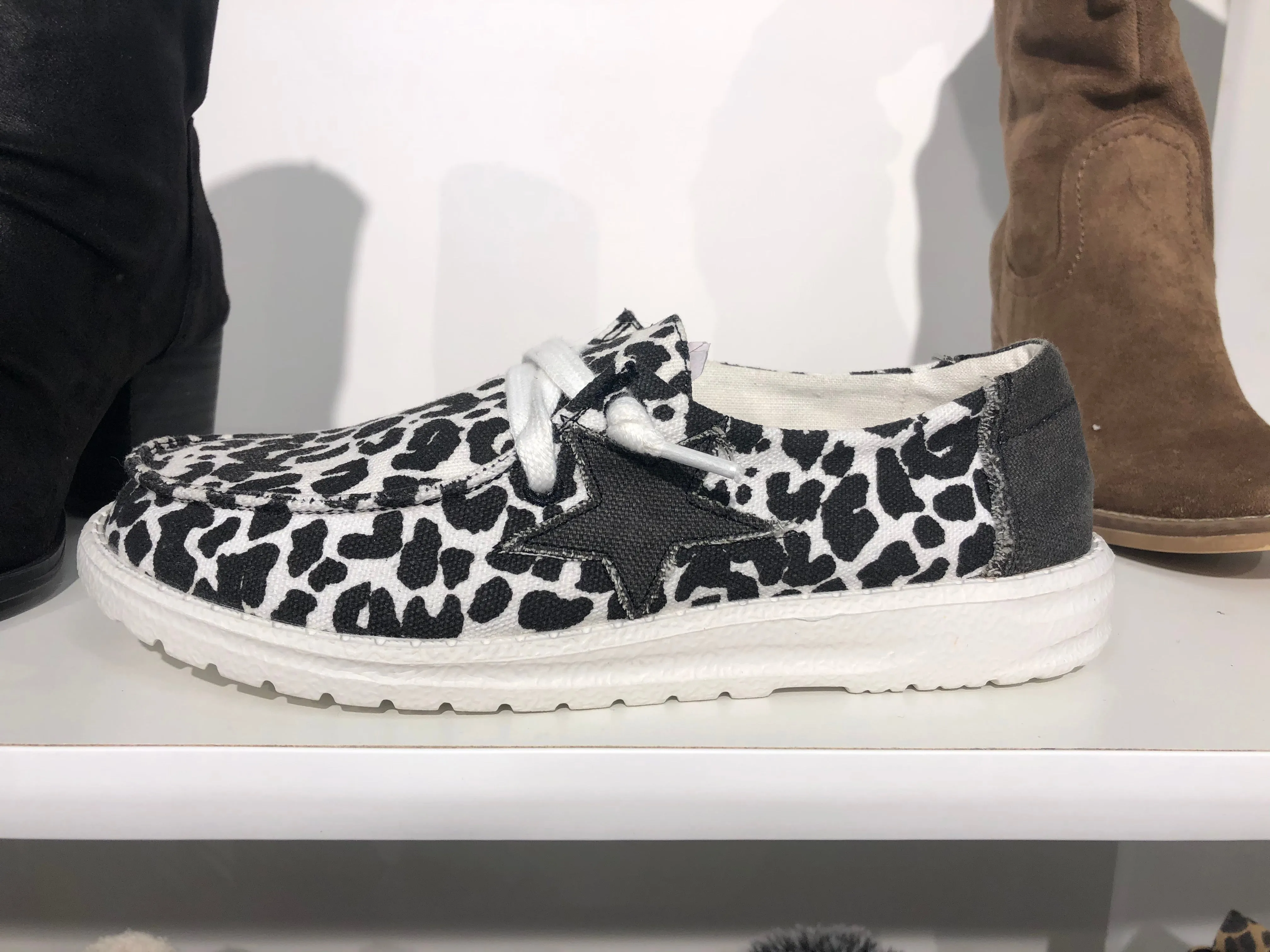 Star Struck Slip On Shoes-Black & White