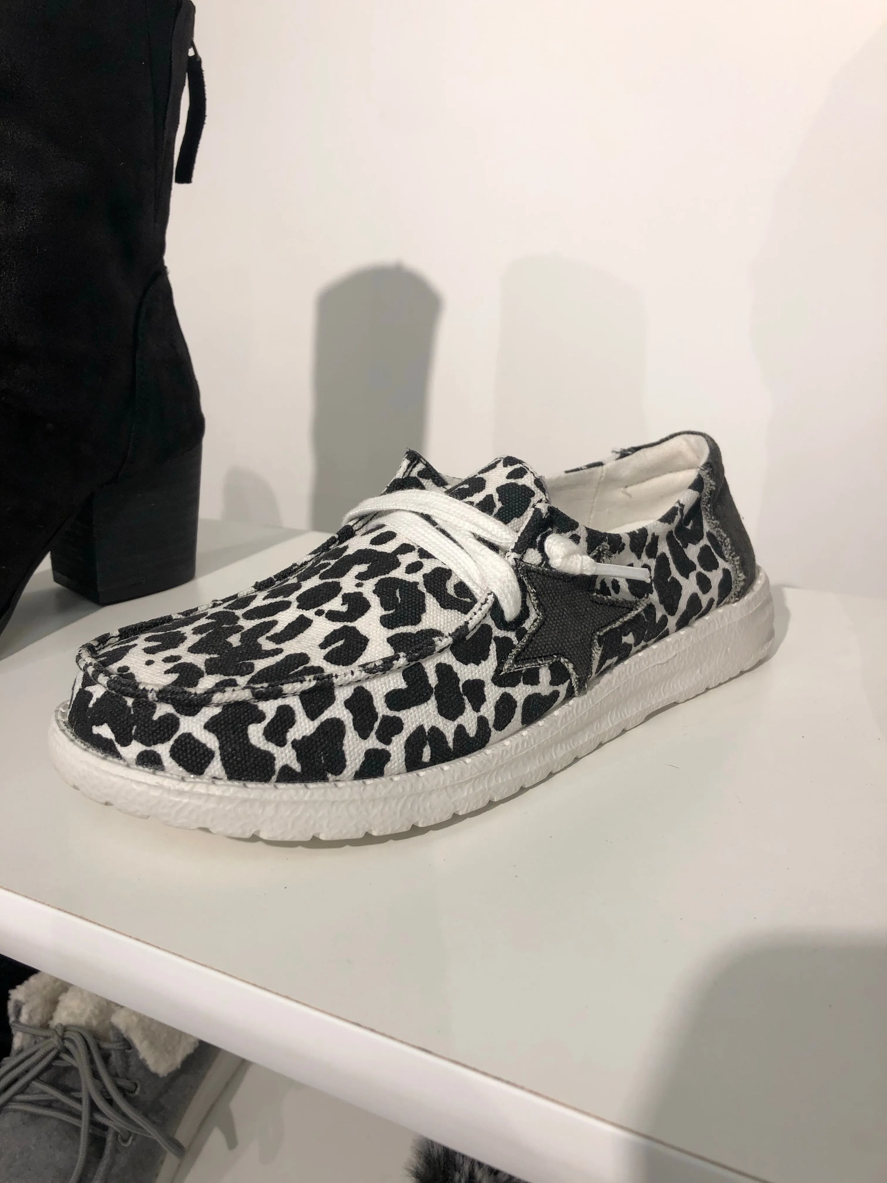 Star Struck Slip On Shoes-Black & White