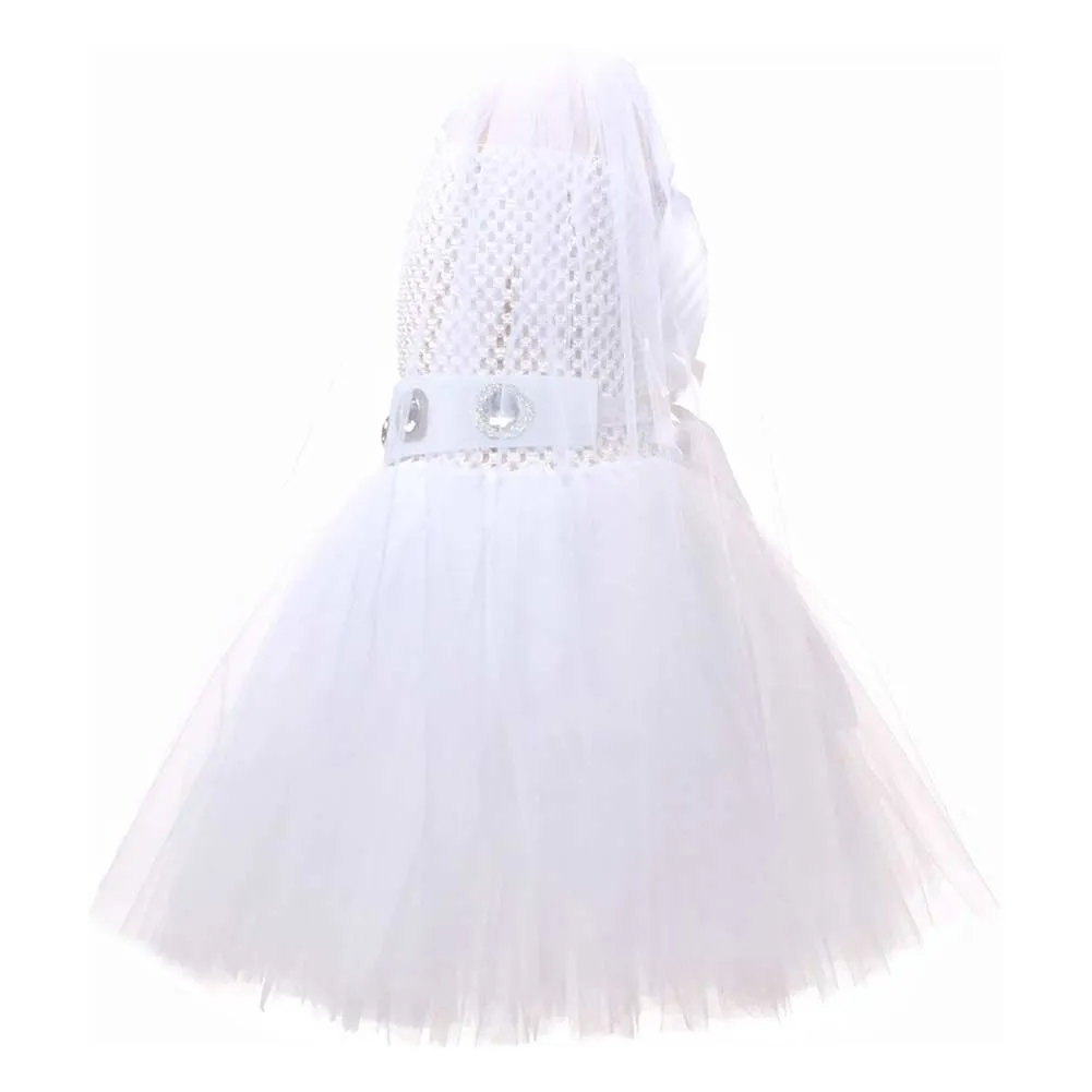 SW Princess Leia Childrenswear Kids Girls Mesh Dress Cosplay Costume Outfits Halloween Carnival Suit