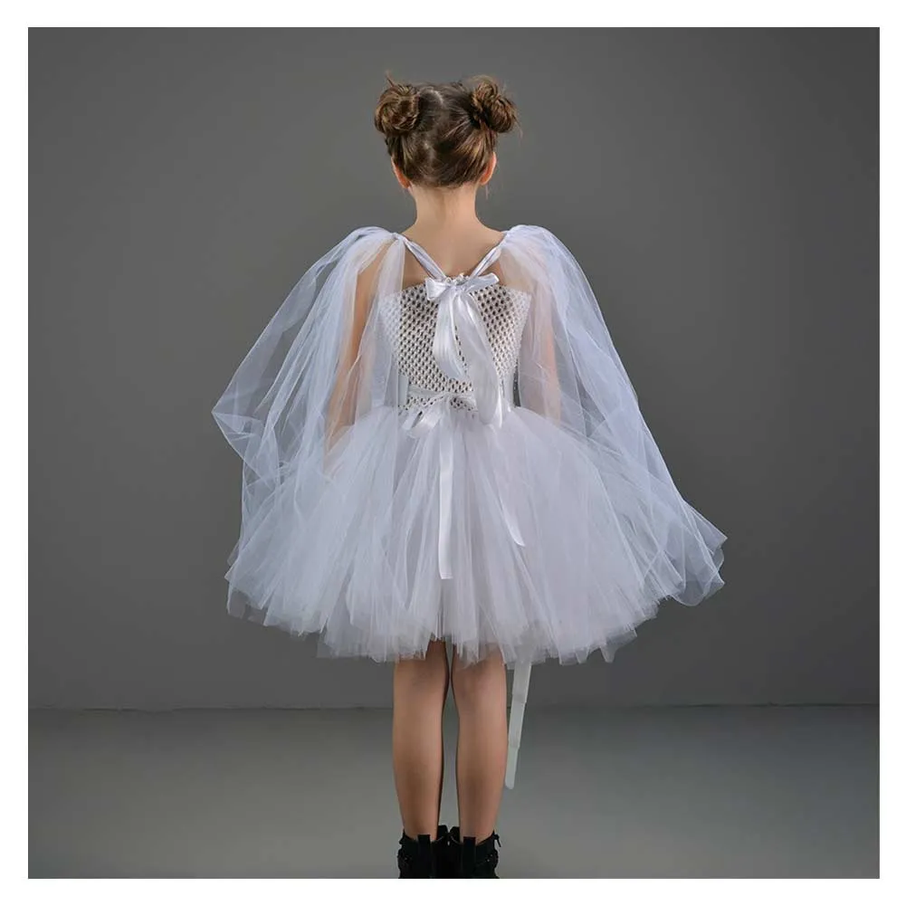 SW Princess Leia Childrenswear Kids Girls Mesh Dress Cosplay Costume Outfits Halloween Carnival Suit