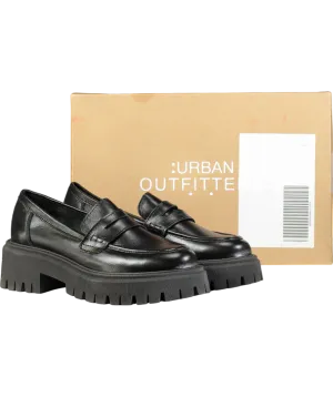 Urban Outfitters Black Platform Leather Loafers UK 7 EU 40 👠