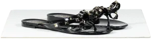 Valentino Garavani Black Rubber Rockstud Bow Thong Sandals UK 5 EU 38 👠