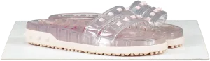 Valentino Garavani Pink Rockstud Transparent Pool Slides Shoes UK 6 EU 39 👠