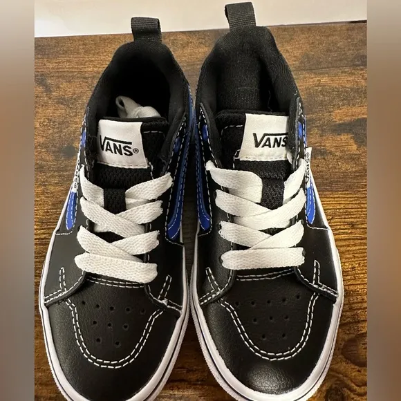 Vans Toddler Boys Leather Filmore Black/Blue Sneakers NWT Size 11 toddler