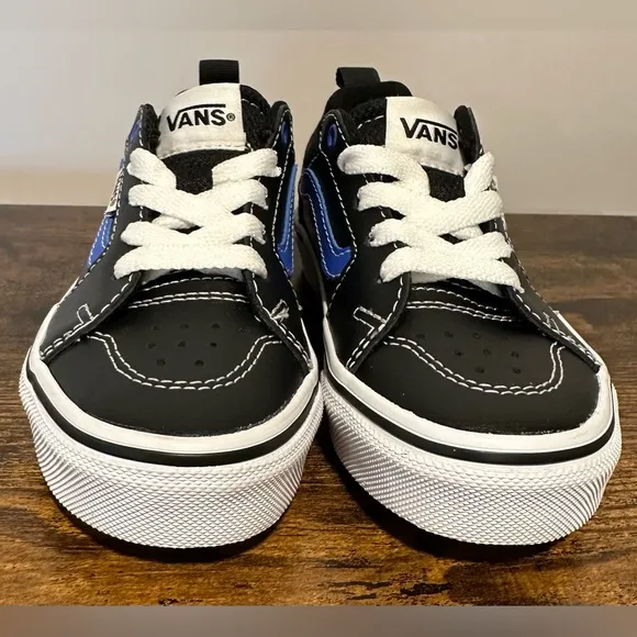 Vans Toddler Boys Leather Filmore Black/Blue Sneakers NWT Size 11 toddler