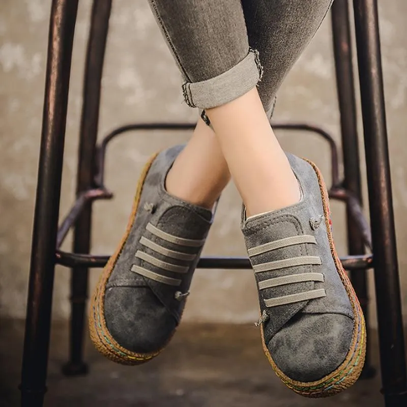 Women Plus Size Loafers Round Toe Slip On Casual Shoes