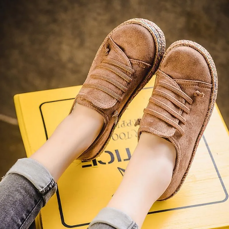 Women Plus Size Loafers Round Toe Slip On Casual Shoes
