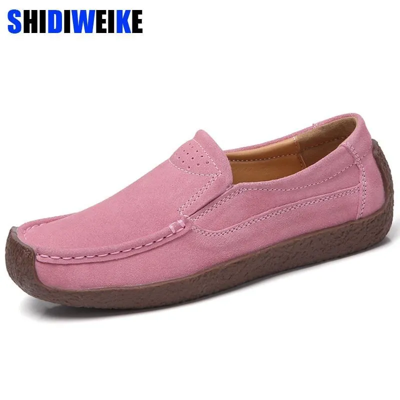 Women Suede Leather Flat Platform Ladies Elegant Shoes