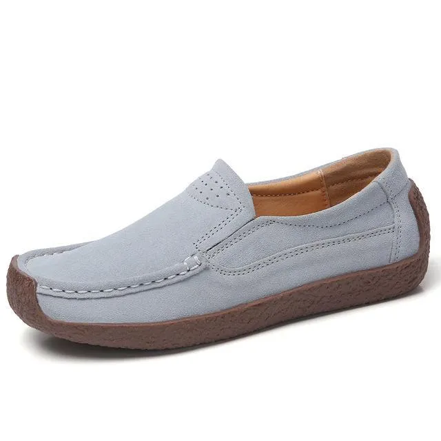 Women Suede Leather Flat Platform Ladies Elegant Shoes