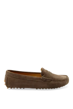 Women's Brown Suede Penny Driving Loafers