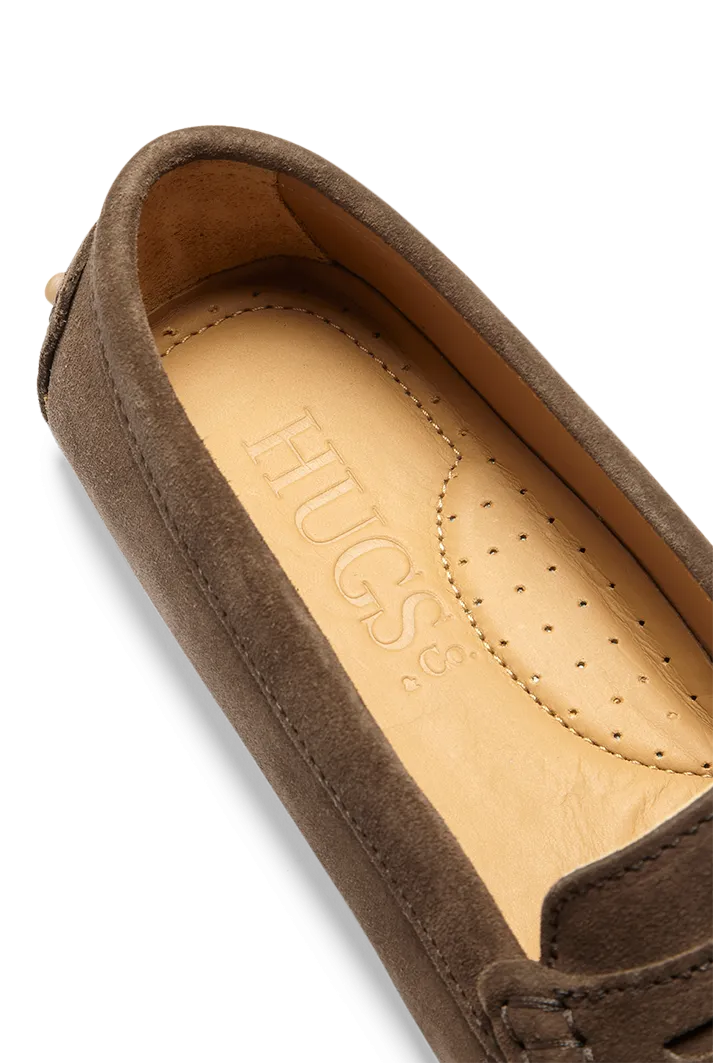 Women's Brown Suede Penny Driving Loafers