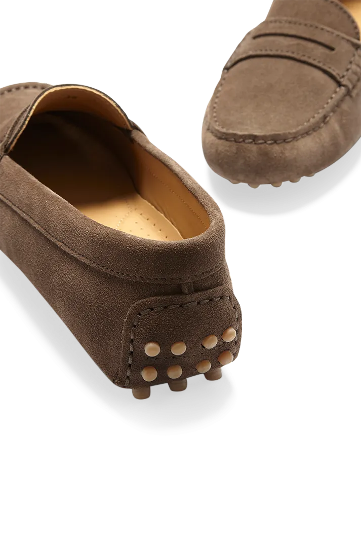 Women's Brown Suede Penny Driving Loafers