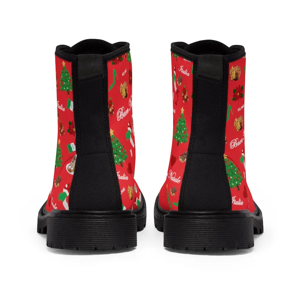 Women's Canvas Boots 'Buon Natale'