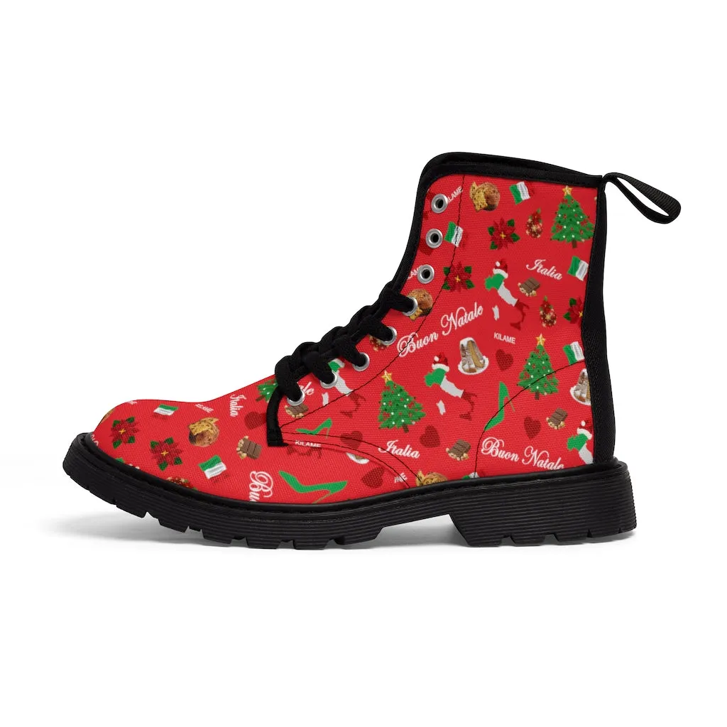 Women's Canvas Boots 'Buon Natale'