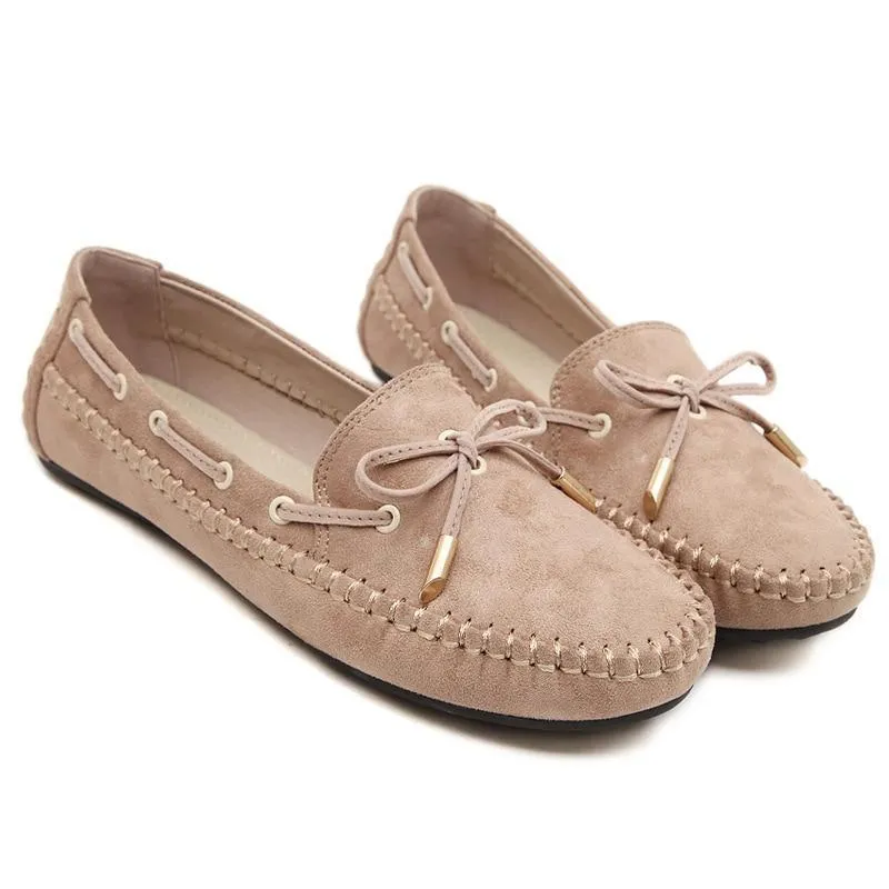 Womens Flats Casual Bowtie Loafers Sweet Candy Colors Flats Solid Shoes