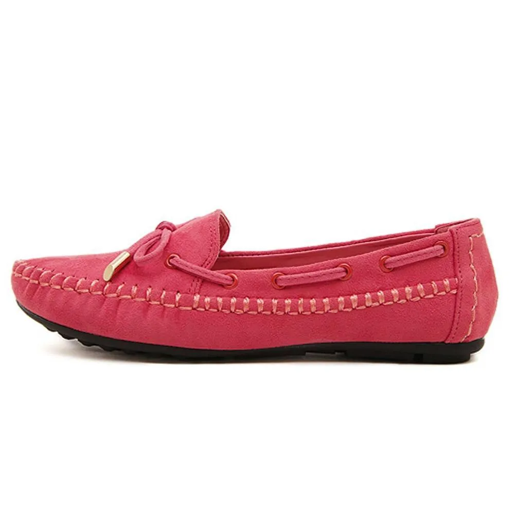 Womens Flats Casual Bowtie Loafers Sweet Candy Colors Flats Solid Shoes