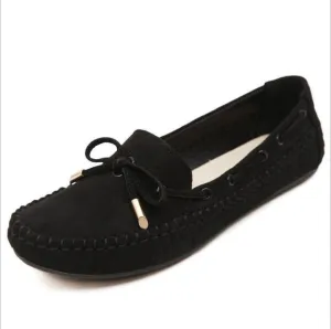 Womens Flats Casual Bowtie Loafers Sweet Candy Colors Flats Solid Shoes