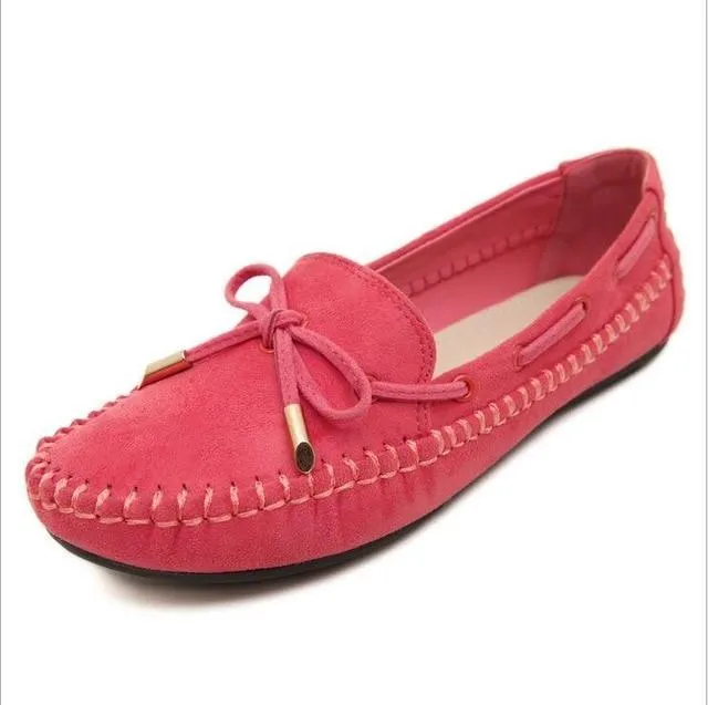 Womens Flats Casual Bowtie Loafers Sweet Candy Colors Flats Solid Shoes