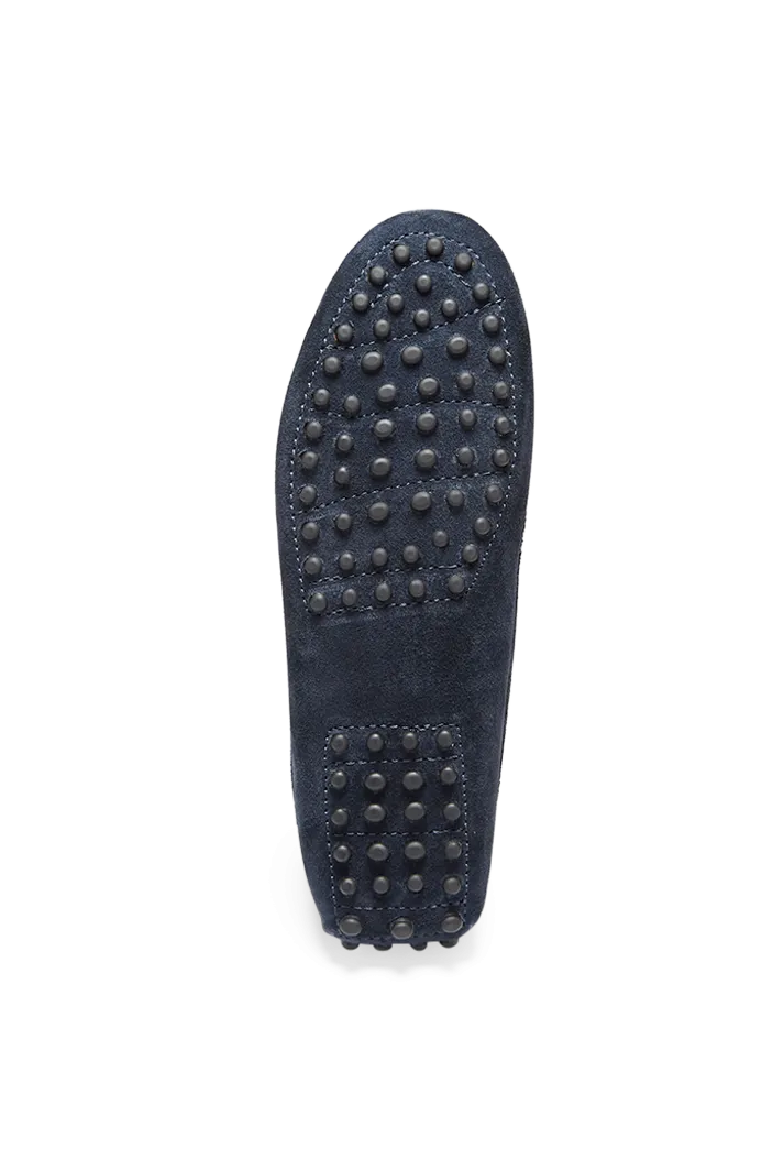 Women's Navy Suede Penny Driving Loafers