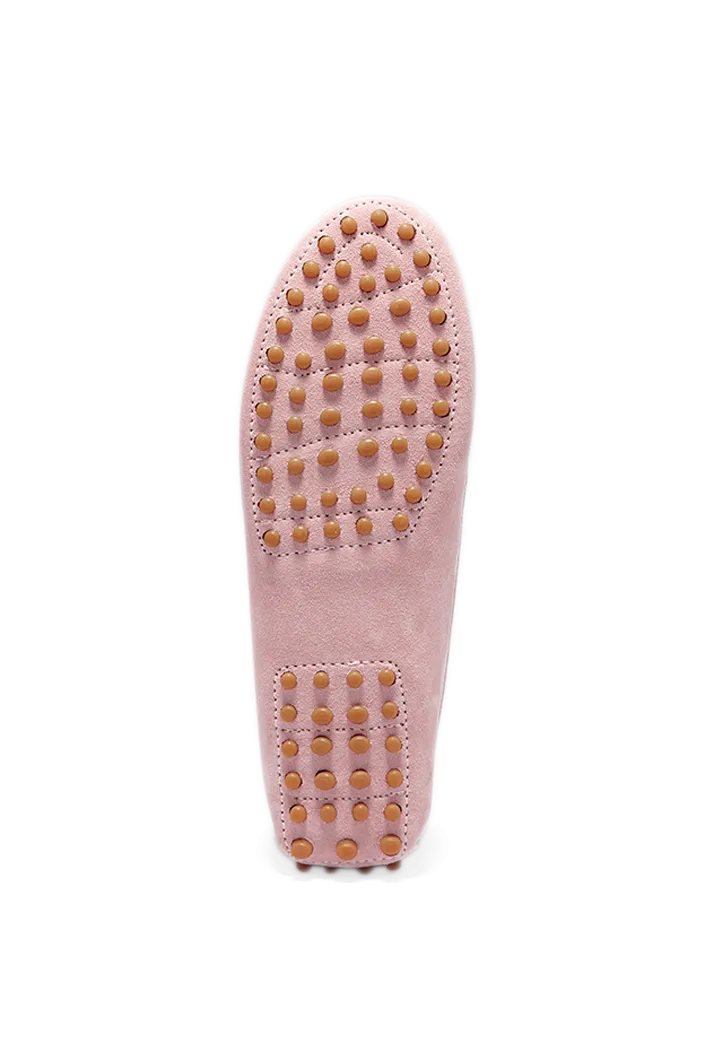 Women's Pink Suede Penny Driving Loafers