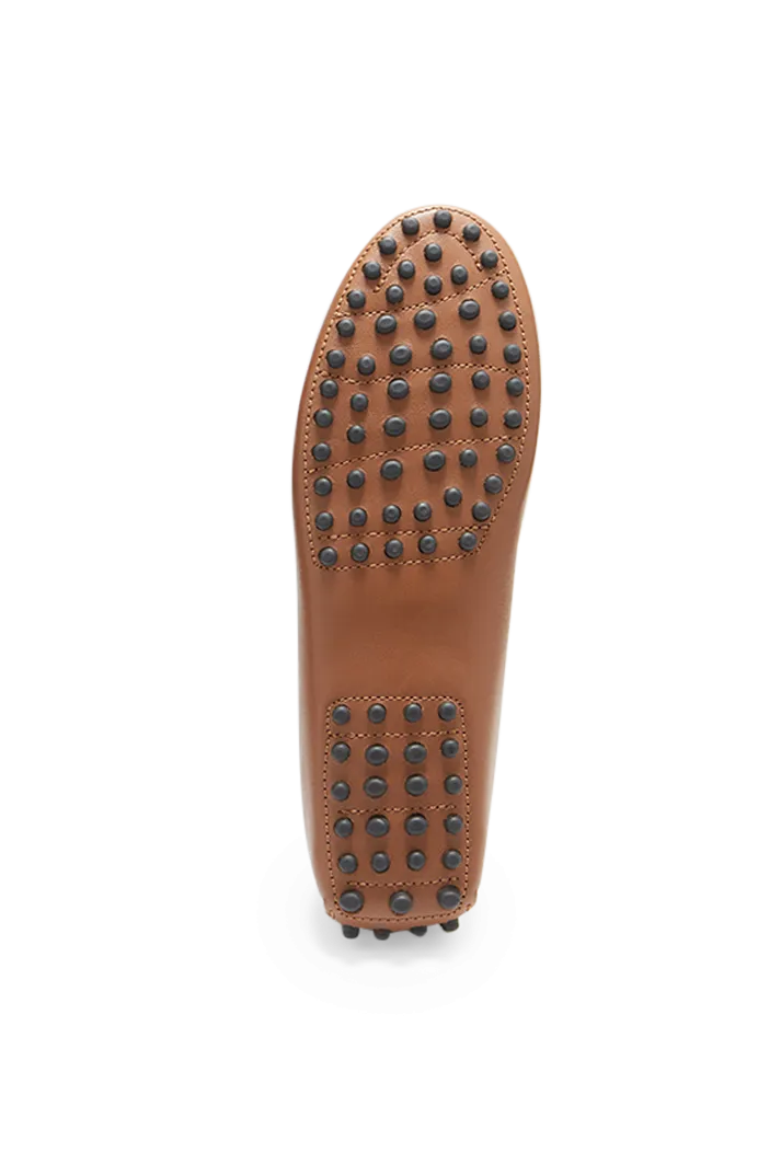 Women's Tan Leather Penny Driving Loafers