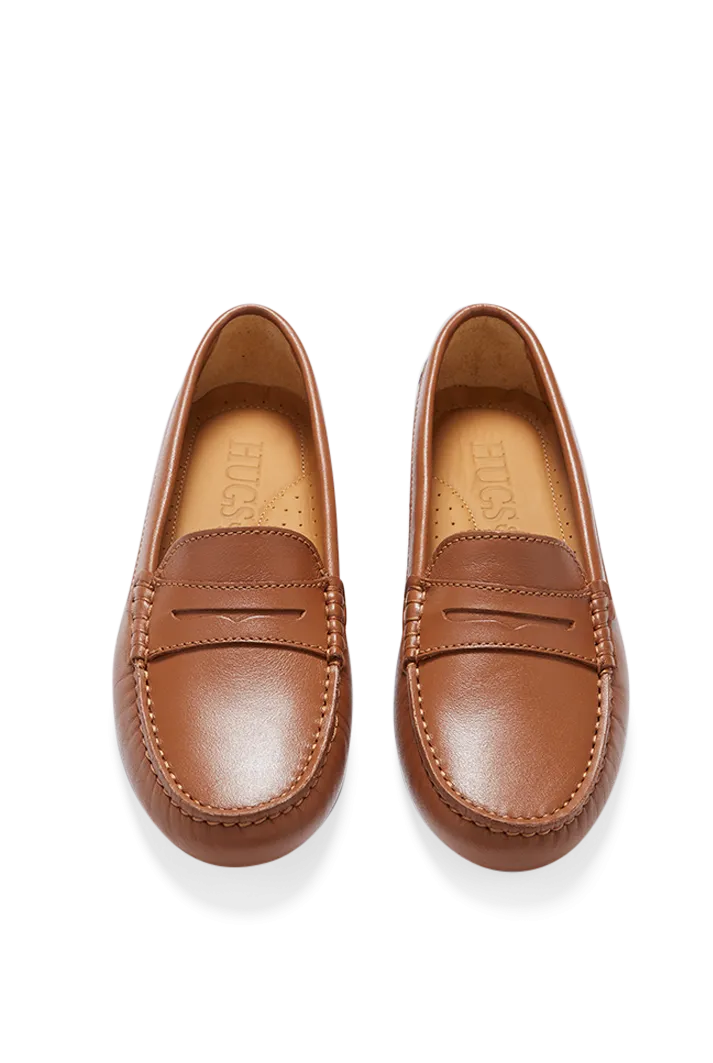 Women's Tan Leather Penny Driving Loafers