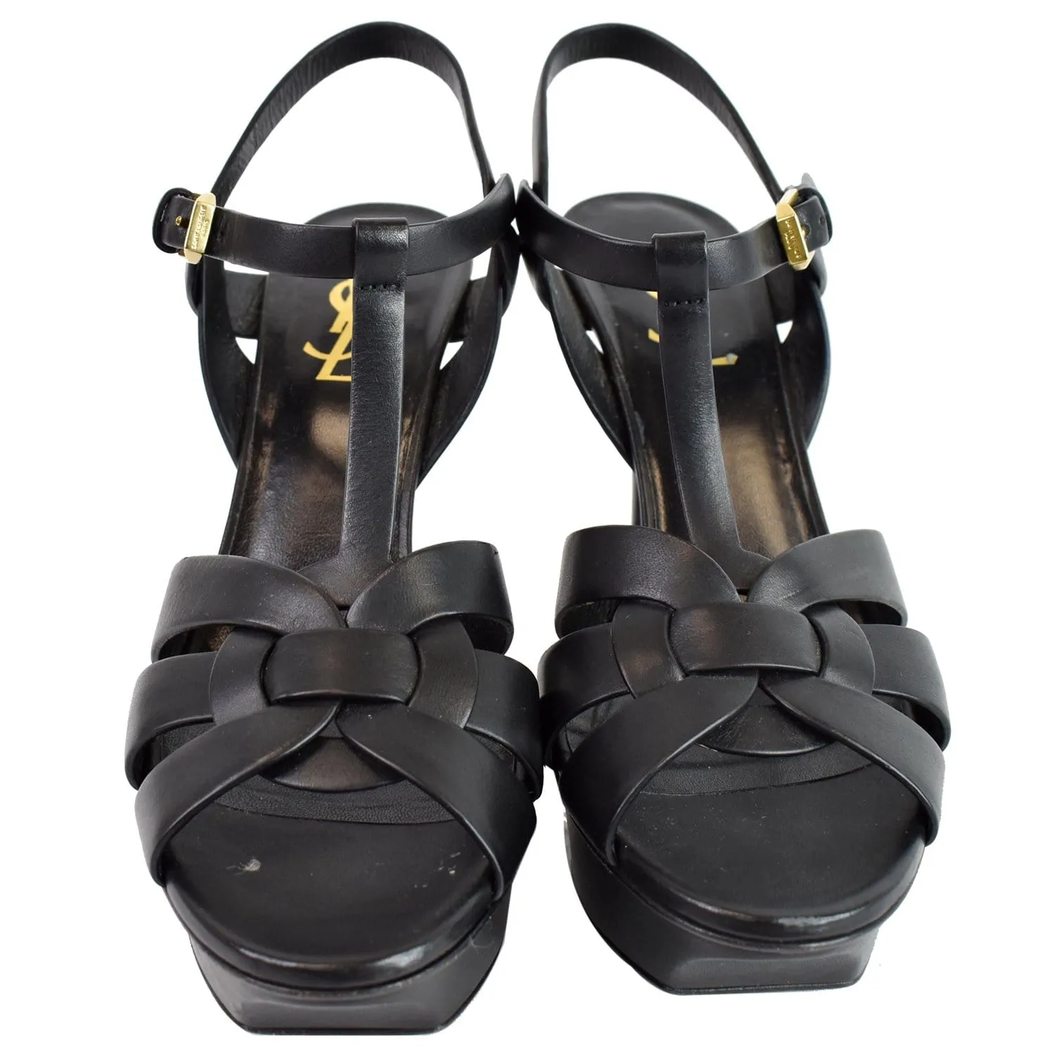 YVES SAINT LAURENT Tribute Leather Sandal Shoes Black US 7.5